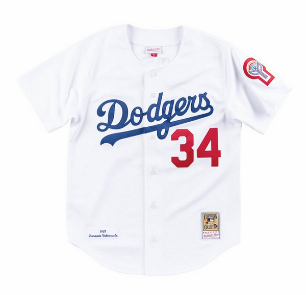 Men's Los Angeles Dodgers #34 Fernando Valenzuela White Stitched Baseball Jersey